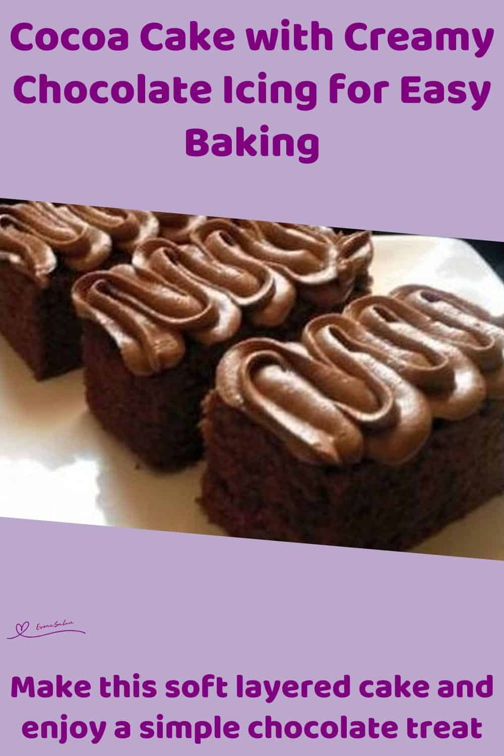 An image of several slices of Cocoa Cake with Creamy Chocolate Icing
