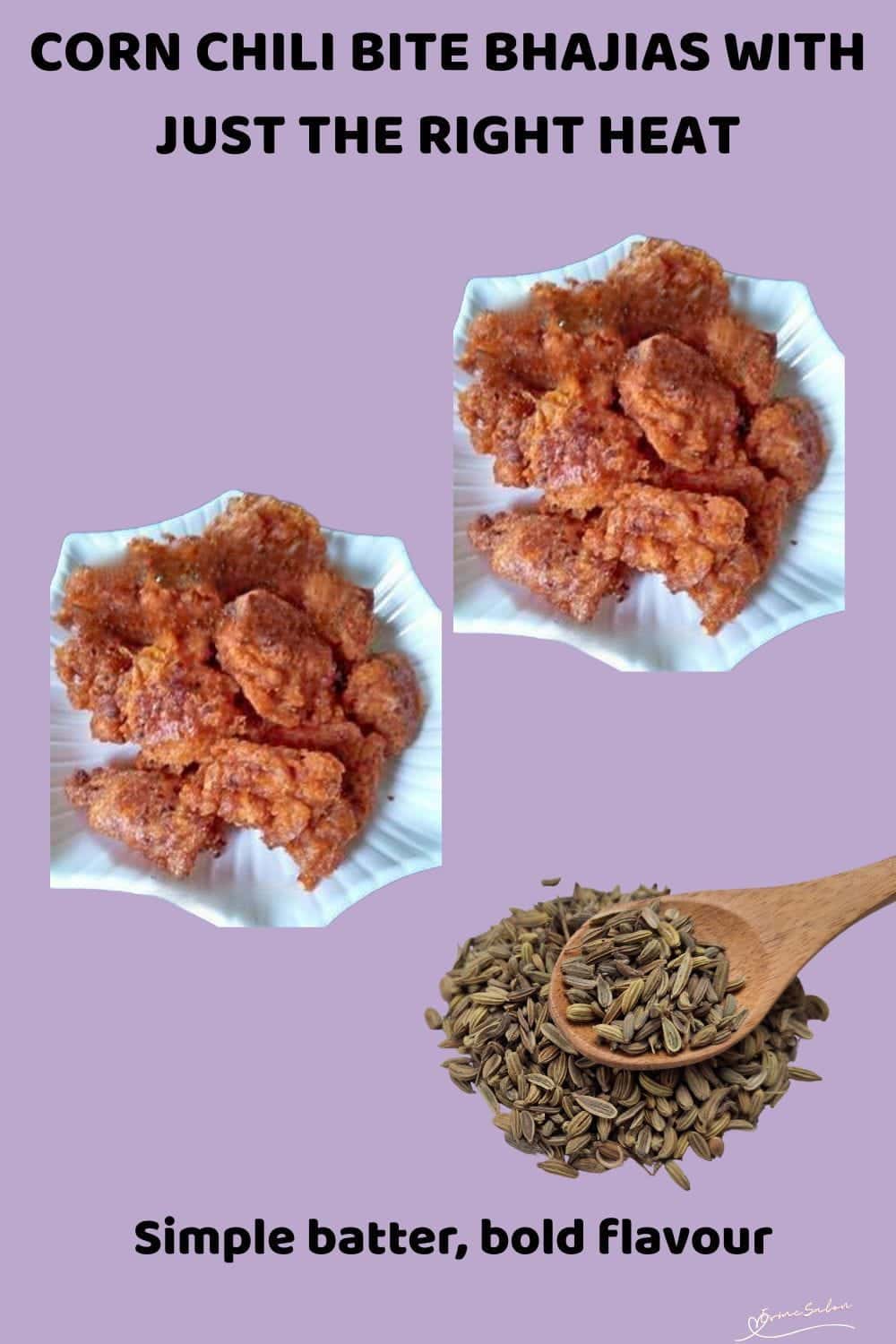 An imge of a shite platter with Corn Chili Bite Bhajias
