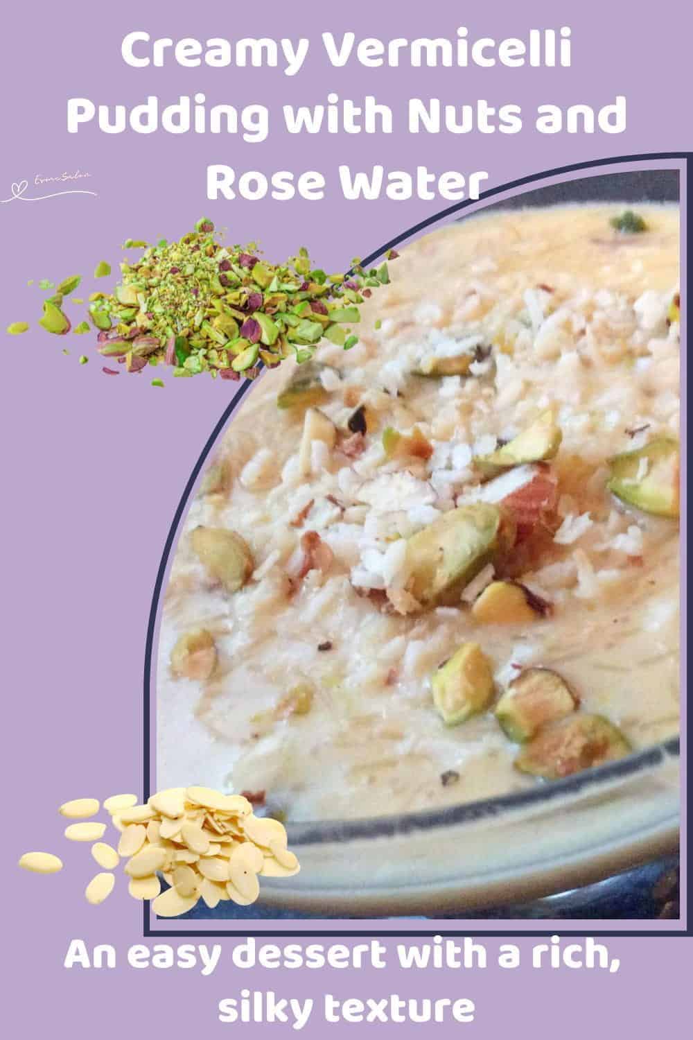 An image of an oblong glass dish with Creamy Vermicelli Pudding with Nuts