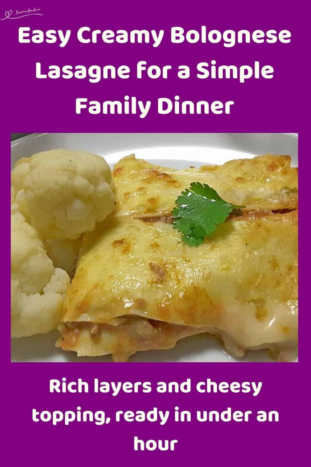 An image of a Creamy Bolognese Lasagne made from Minced Beef, lasagne sheets and Creamy Pasta Sauce
