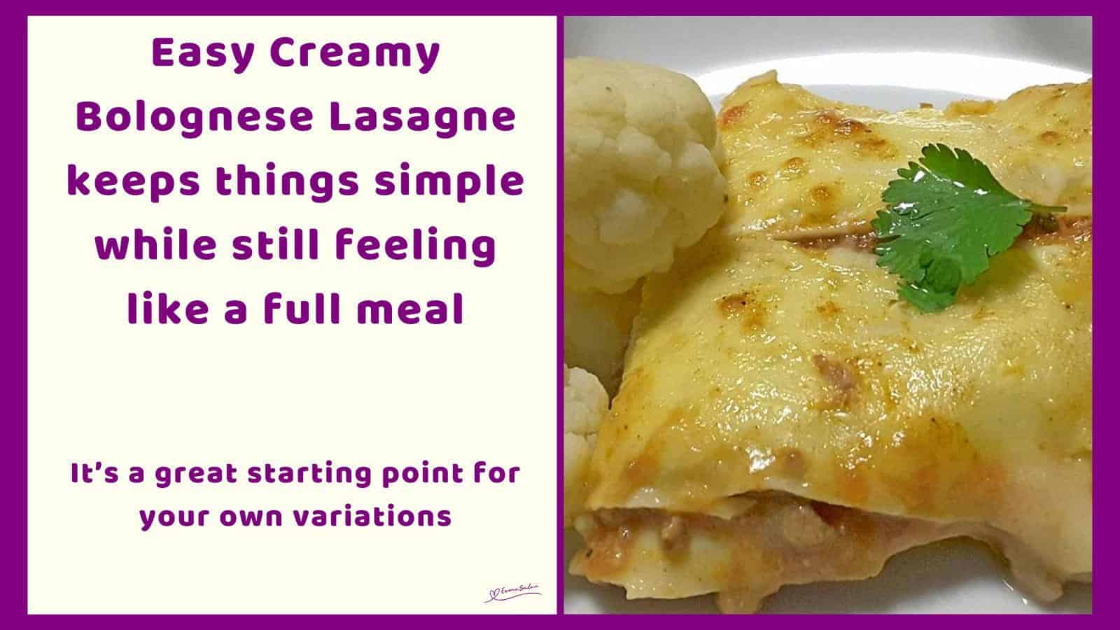 An image of a Creamy Bolognese Lasagne made from Minced Beef, lasagne sheets and Creamy Pasta Sauce