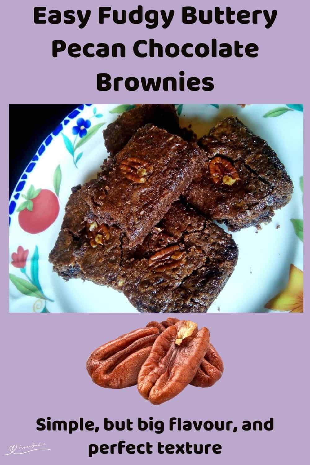 An image of Chocolate Brownies with a pecan on each block