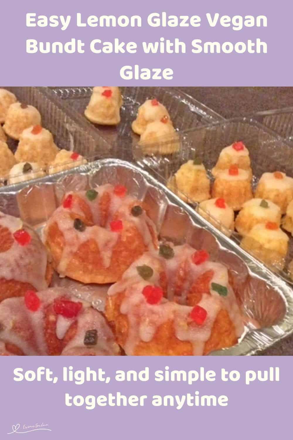 An image of bite-size and mini Lemon Glaze Vegan Bundt Cake