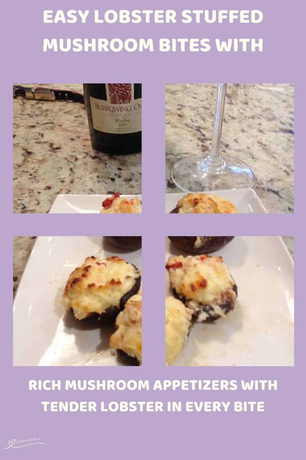 An image of Mushroom caps filled with creamy Lobster and topped with Parmesan cheese