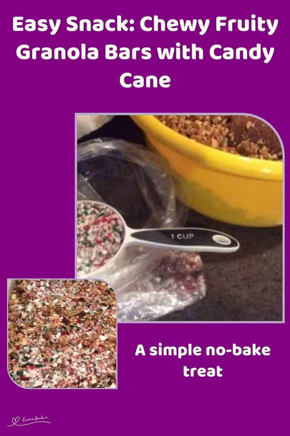 An image of Chewy Fruity Granola Bars and topped with Candy Cane in the making