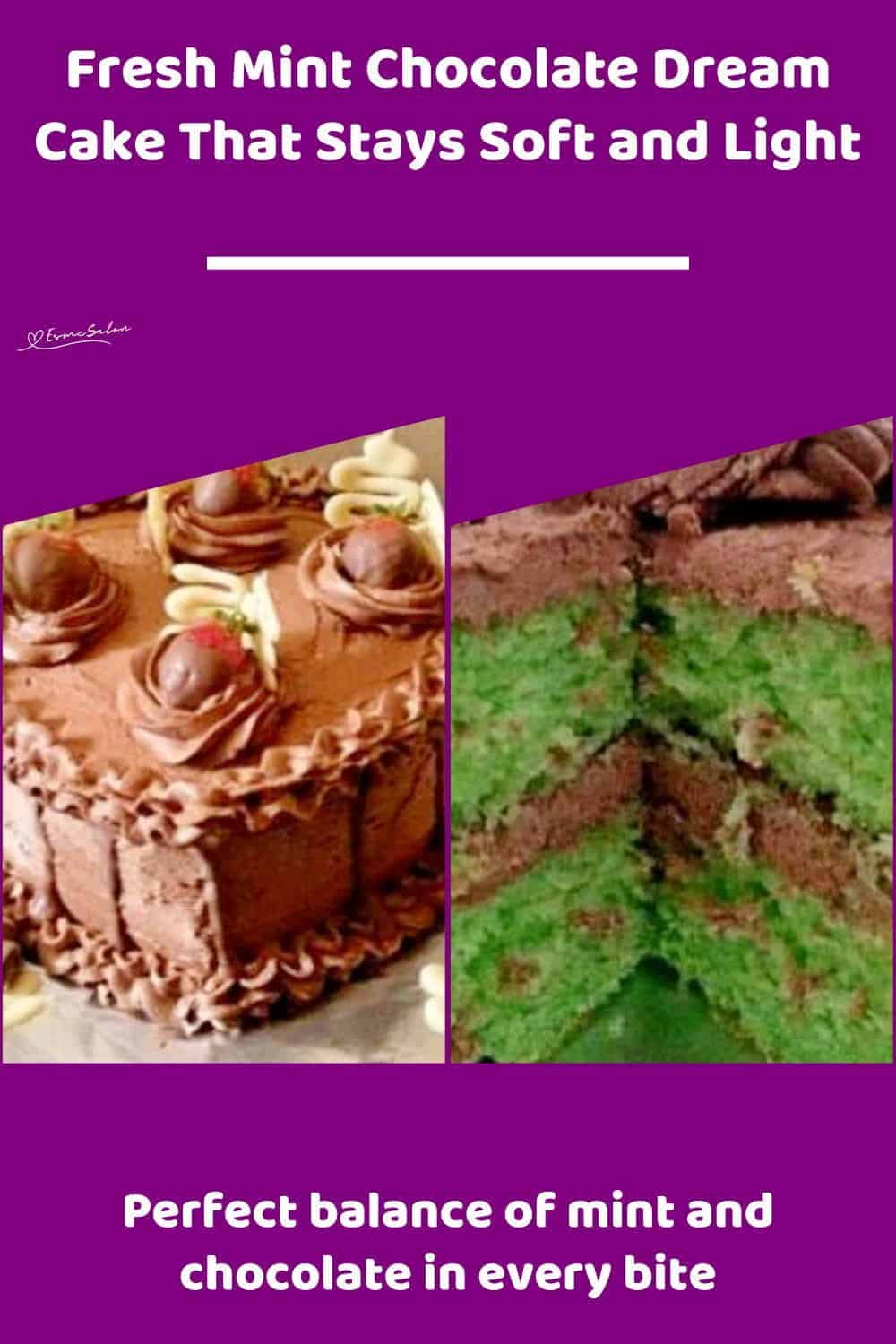 An image of a 2-layer heart-shaped Fresh Mint Chocolate Dream Cake