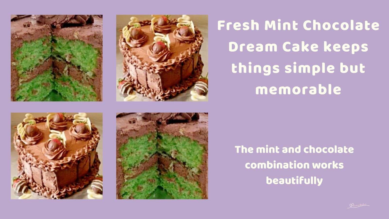 An image of a 2-layer heart-shaped Fresh Mint Chocolate Dream Cake