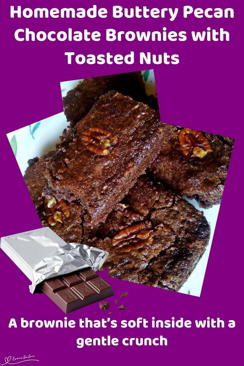 An image of Chocolate Brownies with a pecan on each block