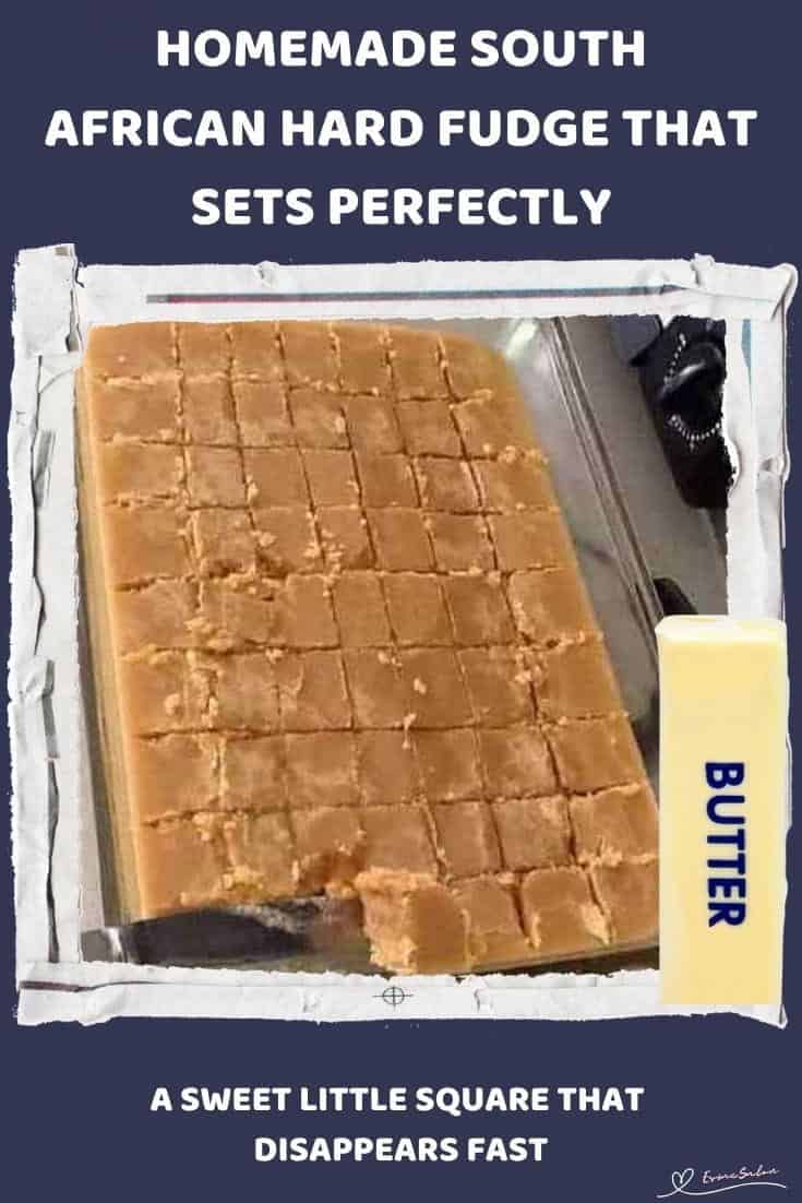 An image of a pyrex dish with 63 blocks of Homemade South African Hard Fudge