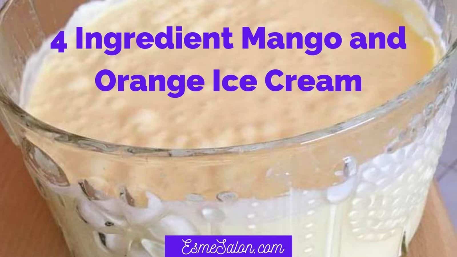 A glass bowl with Mango and Orange Ice Cream