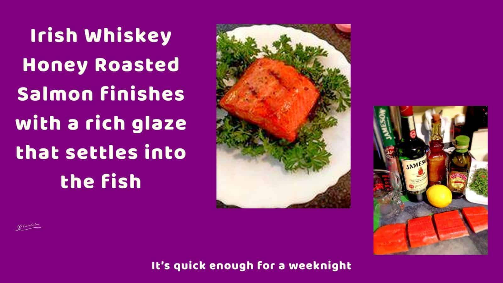 An image of a single portion of Irish Whiskey Honey Roasted Salmon