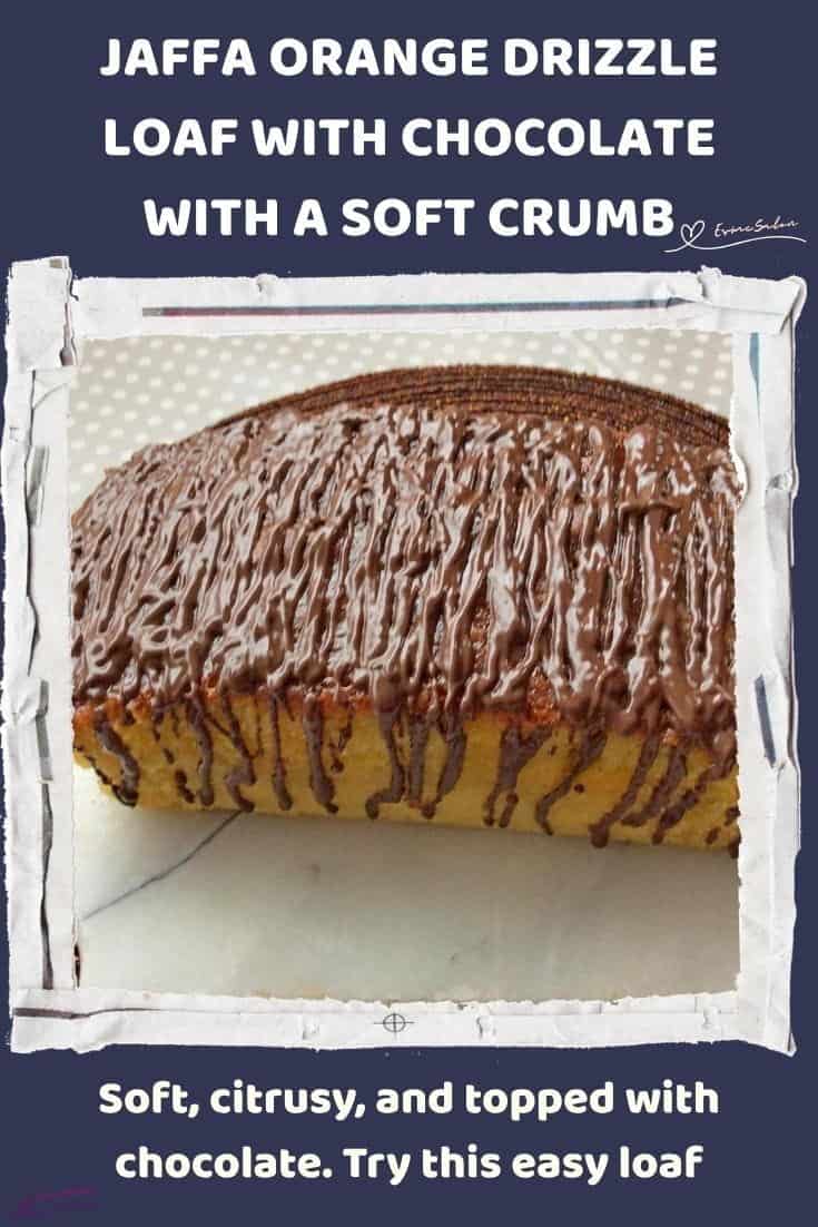 An image of a Loaf Cake Drizzle with Chocolate and soaked with orange syrup and zest
