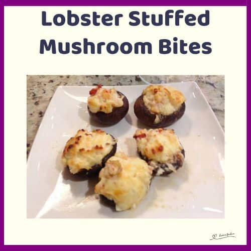 An image of Mushroom caps filled with creamy Lobster and topped with Parmesan cheese