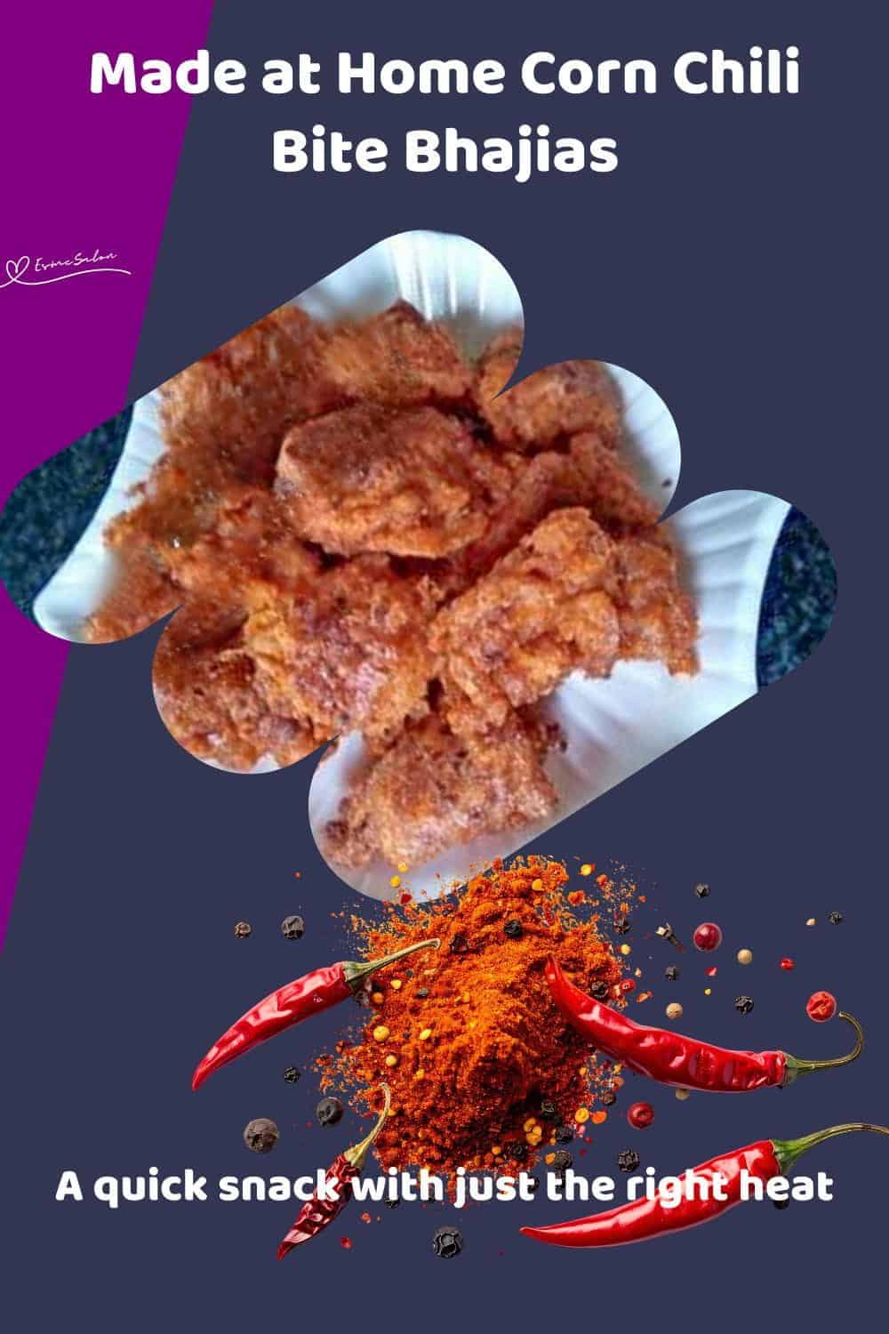 An imge of a shite platter with Corn Chili Bite Bhajias