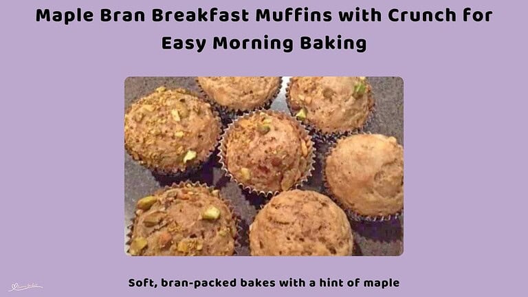 An image of Maple Bran Breakfast Muffins with weetabix for crunch and topped with pistachios