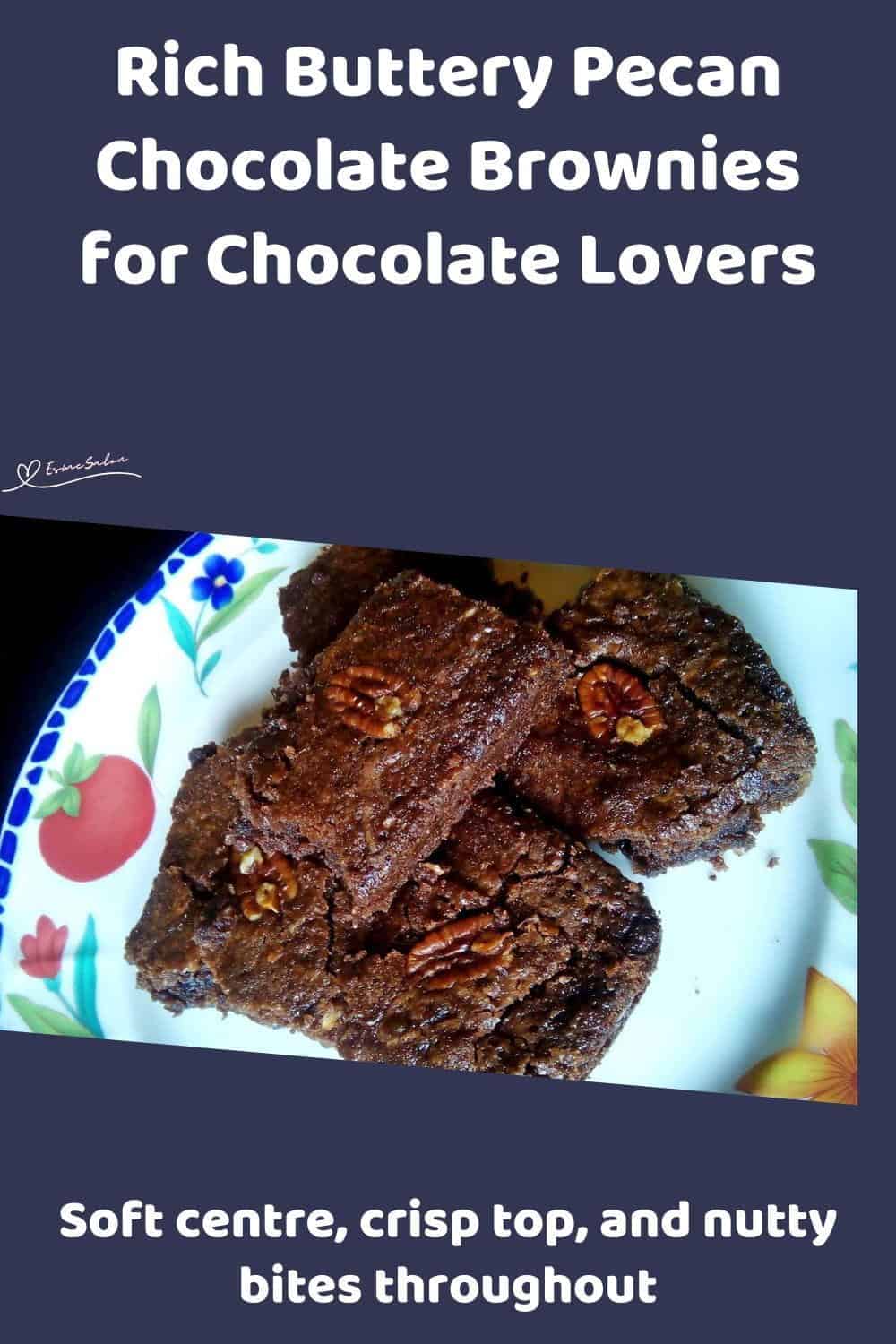 An image of Chocolate Brownies with a pecan on each block