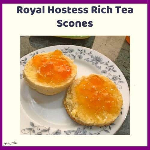 An image of Royal Hostess Rich Tea Scones topped with jam