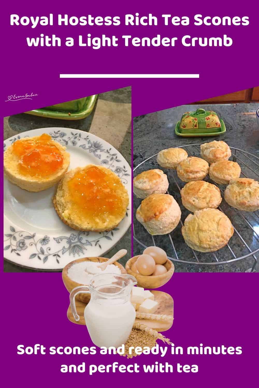 An image of Royal Hostess Rich Tea Scones topped with jam