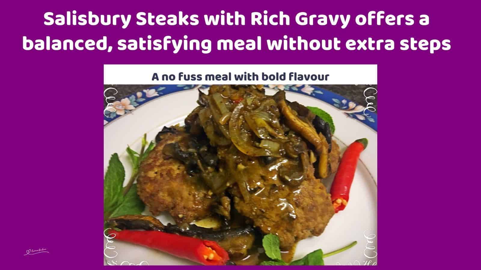 An image of a plate filled with Salisbury Steaks with Rich Gravy