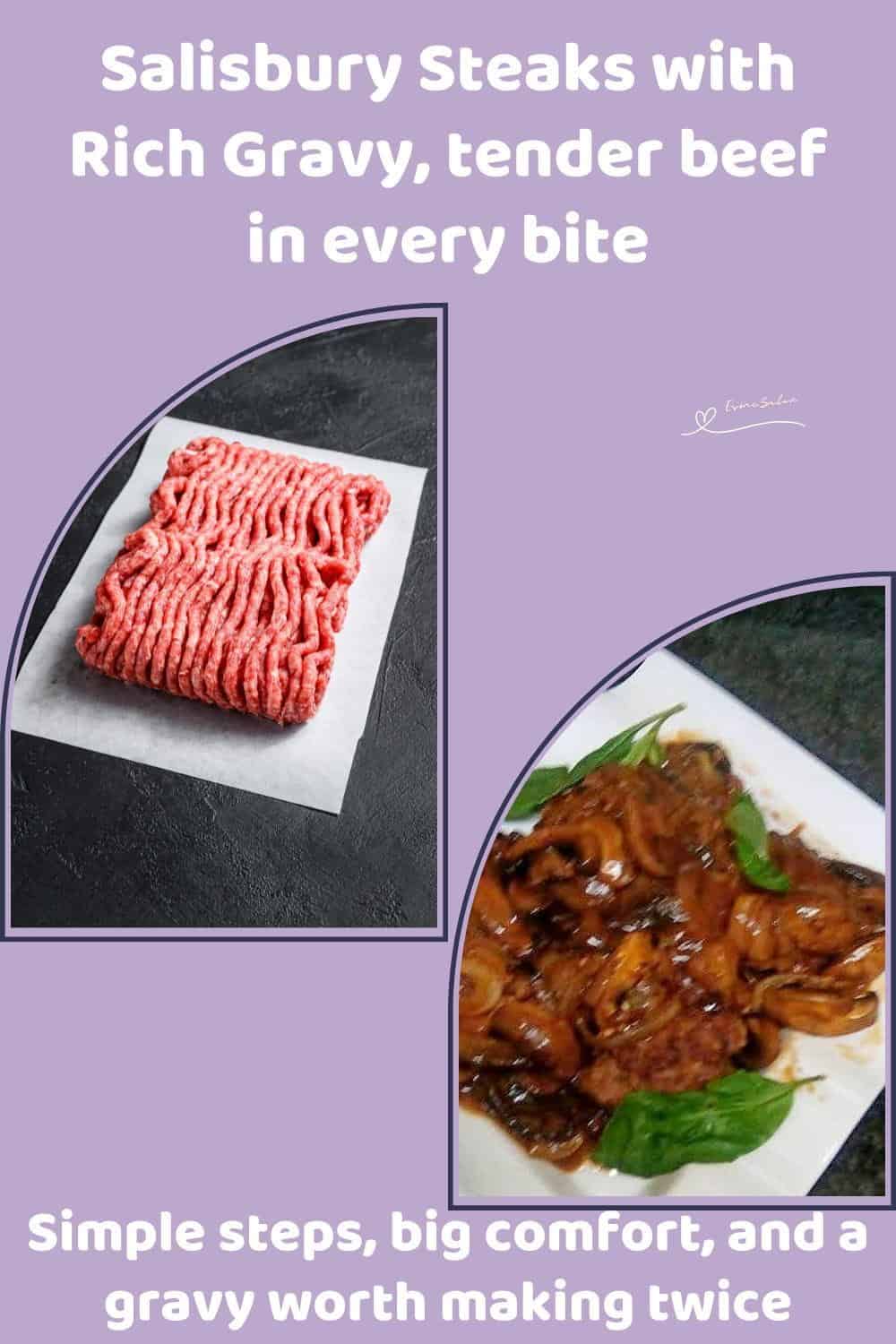 An image of a plate filled with Salisbury Steaks with Rich Gravy