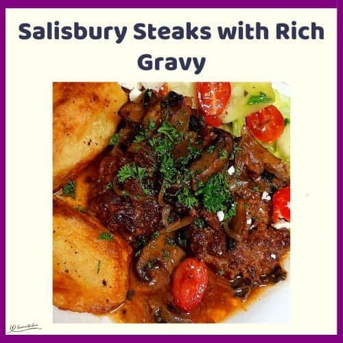 An image of a plate filled with Salisbury Steaks with Rich Gravy