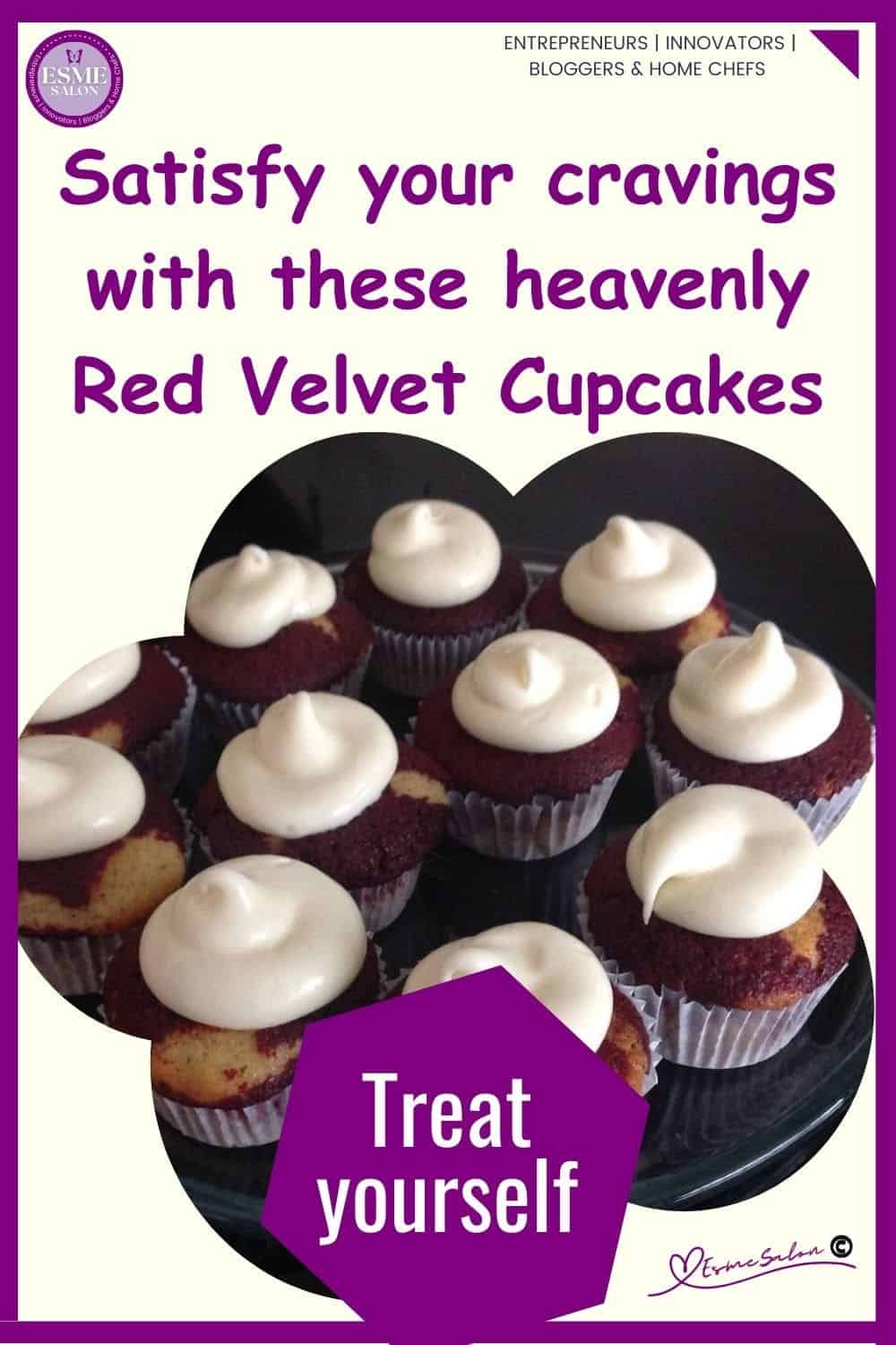 an image of Red Velvet Cupcakes with cream topping