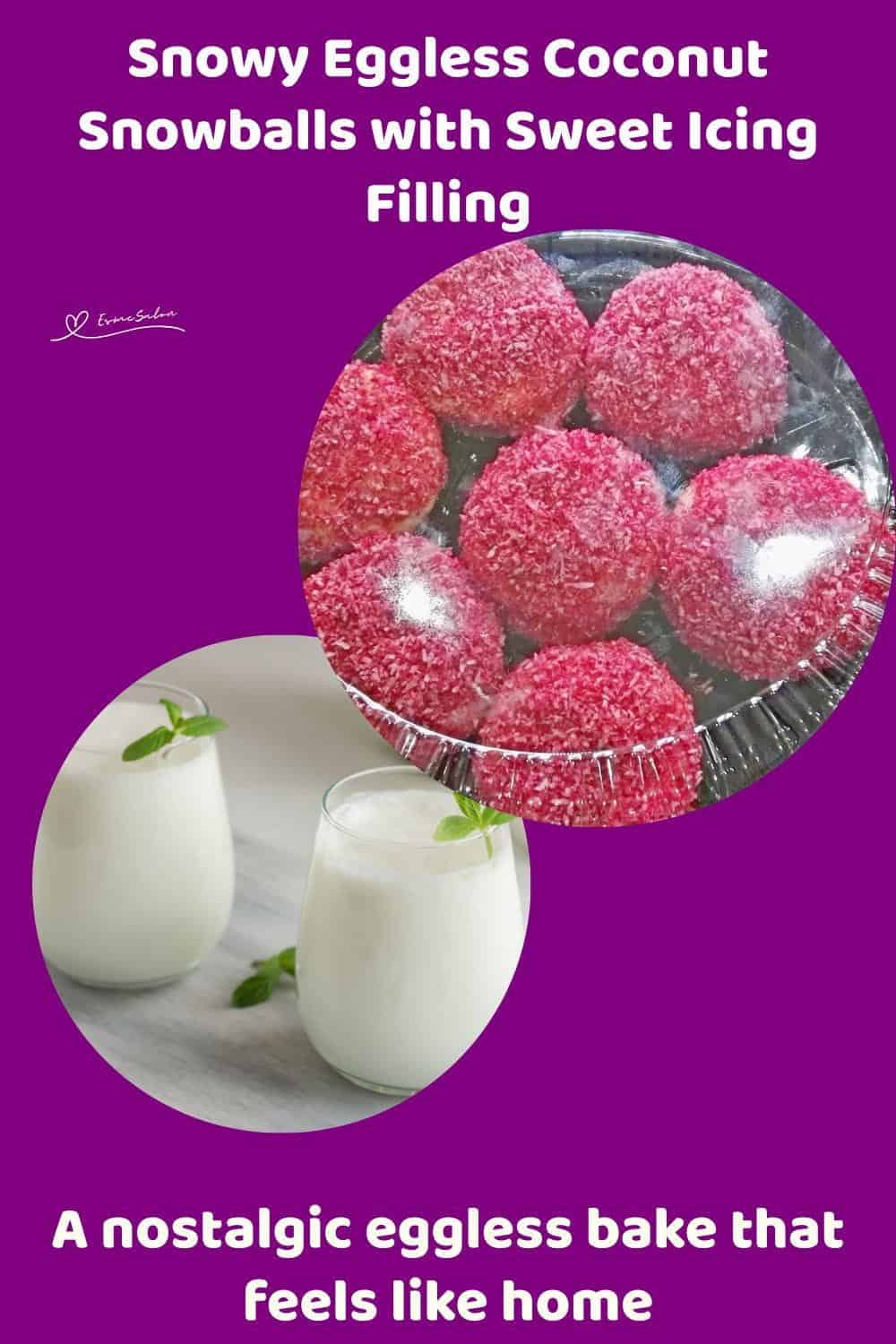 An image of 7 Eggless Coconut Snowballs in a black plastic tray