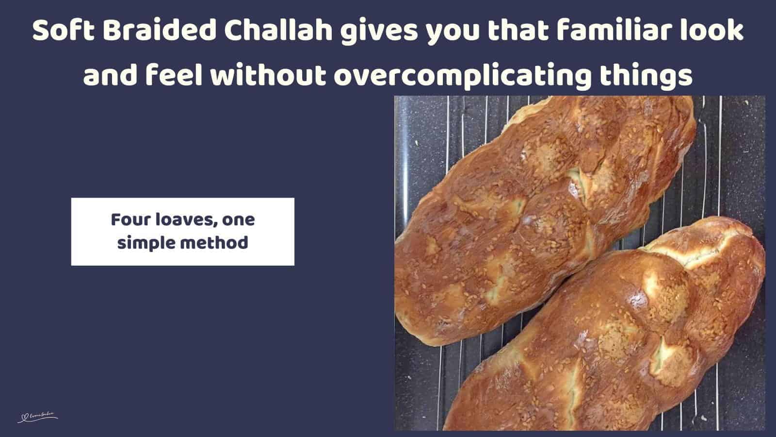 An image of 2 Soft Braided Challah on a cooling wire rack