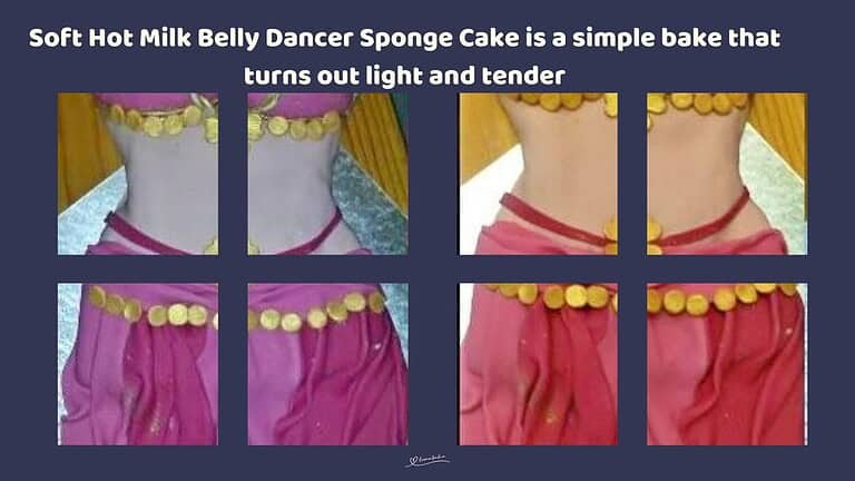 An image of a Soft Hot Milk Sponge Cake and shaped like Belly Dancer