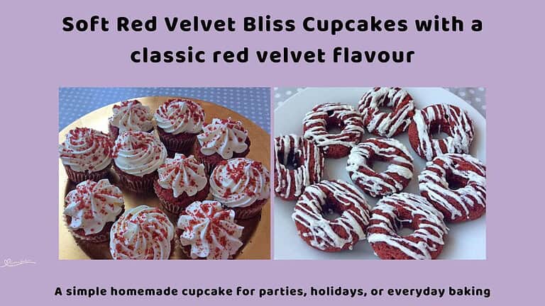 An image of Red Velvet Bliss Cupcakes with butter frosting
