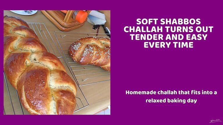 An image of 2 Braided Shabbos Challahs on a cooling rack