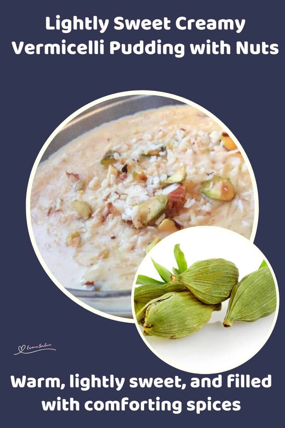 An image of an oblong glass dish with Creamy Vermicelli Pudding with Nuts