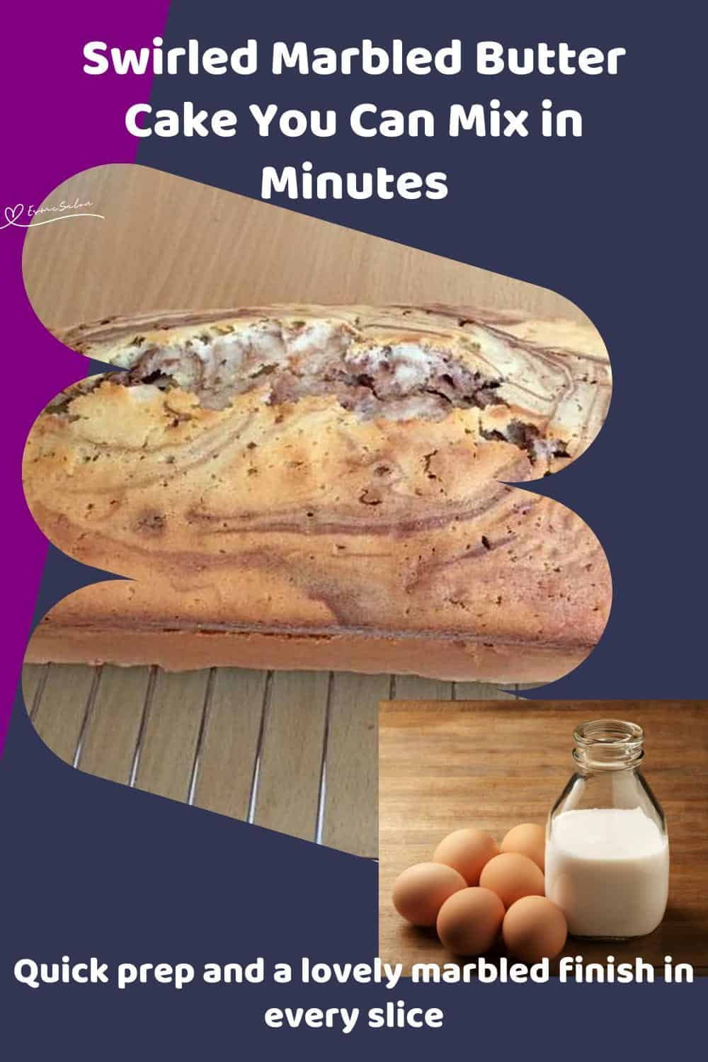 An image of a single loaf of Swirled Marbled Butter Cake
