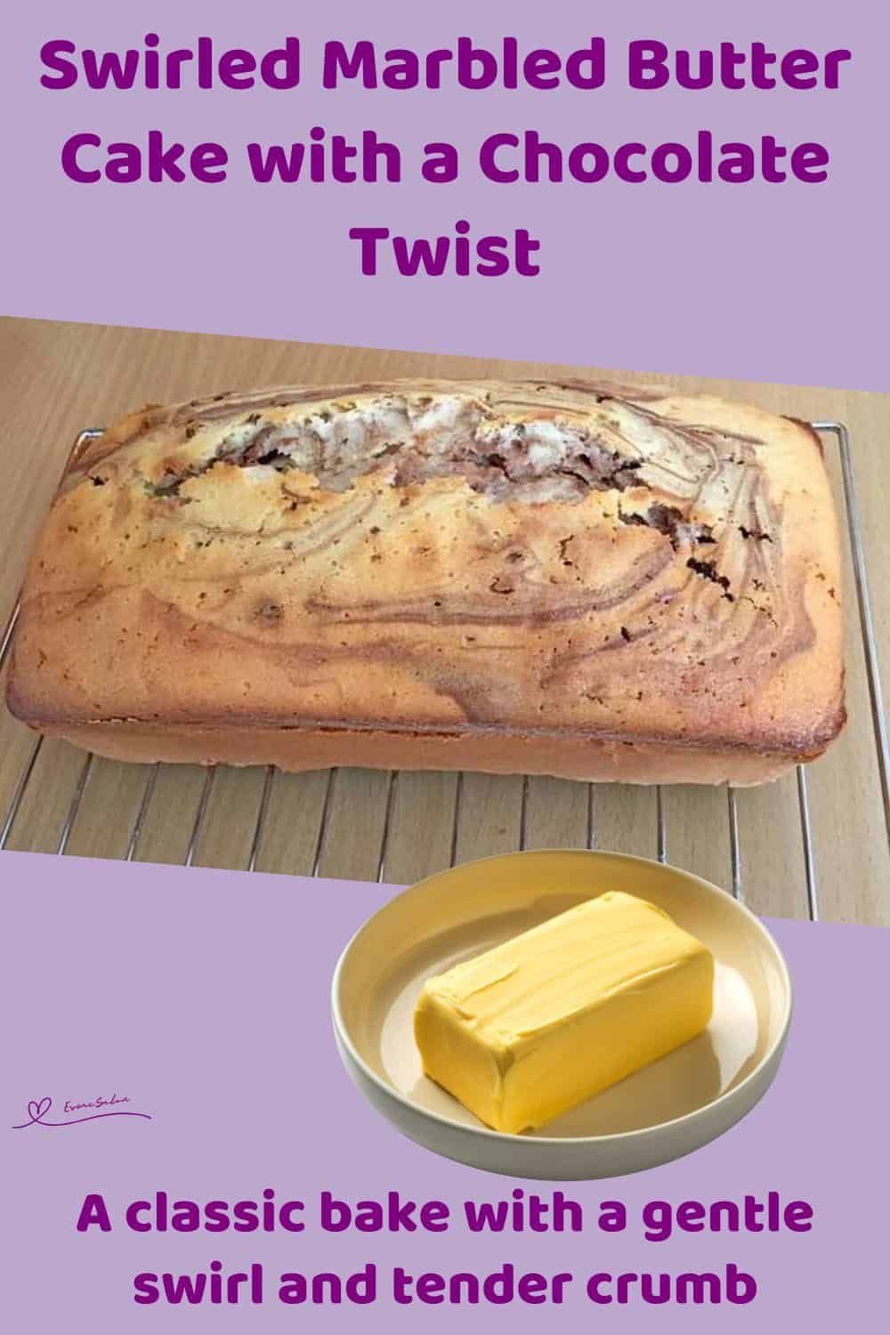 An image of a single loaf of Swirled Marbled Butter Cake