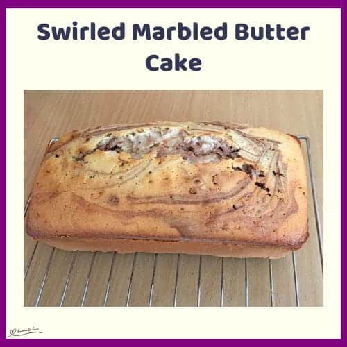An image of a single loaf of Swirled Marbled Butter Cake