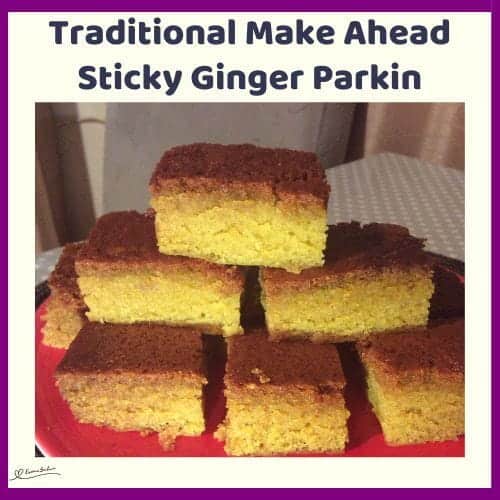 An image of 6 cubes of Traditional Make Ahead Sticky Ginger Parkin stacked on one another