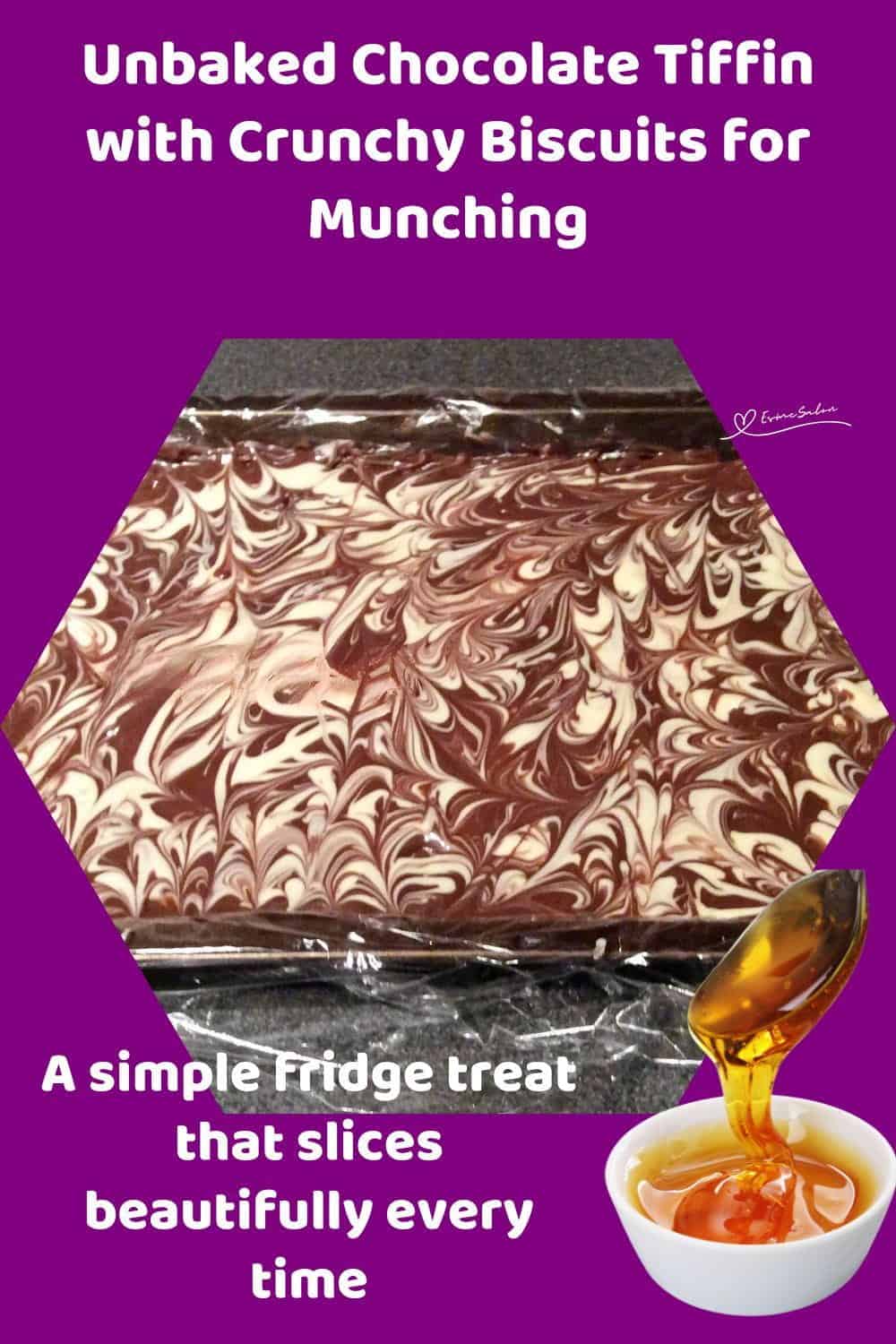 An image of a tray with Unbaked Chocolate Tiffin cubes