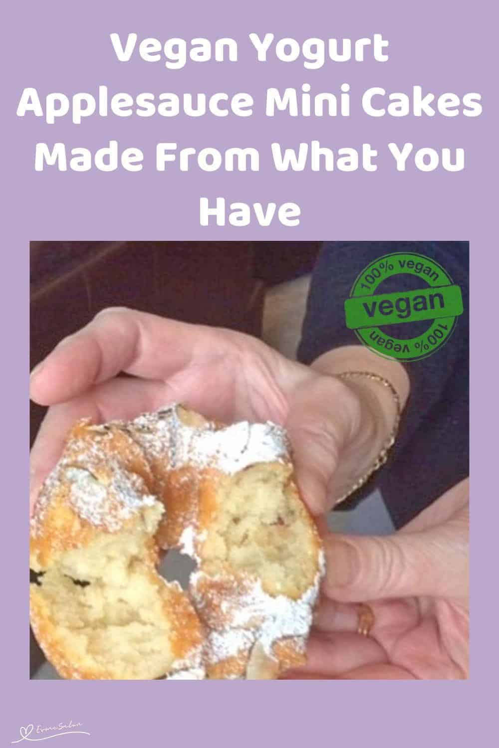 An image of Small Bundt Vegan Yogurt Applesauce Cakes with almonds and dusting of icing sugar