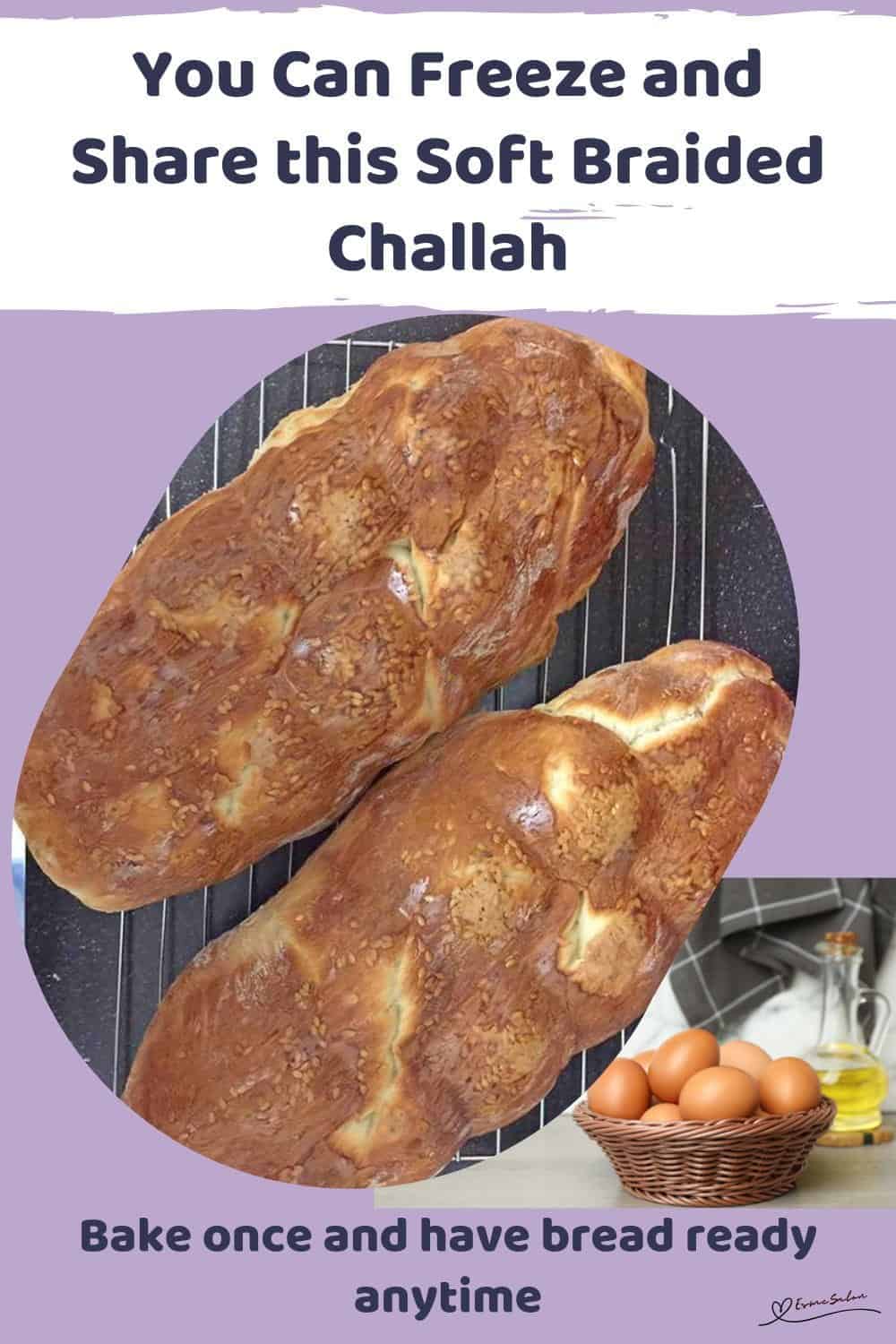 An image of 2 Soft Braided Challah on a cooling wire rack