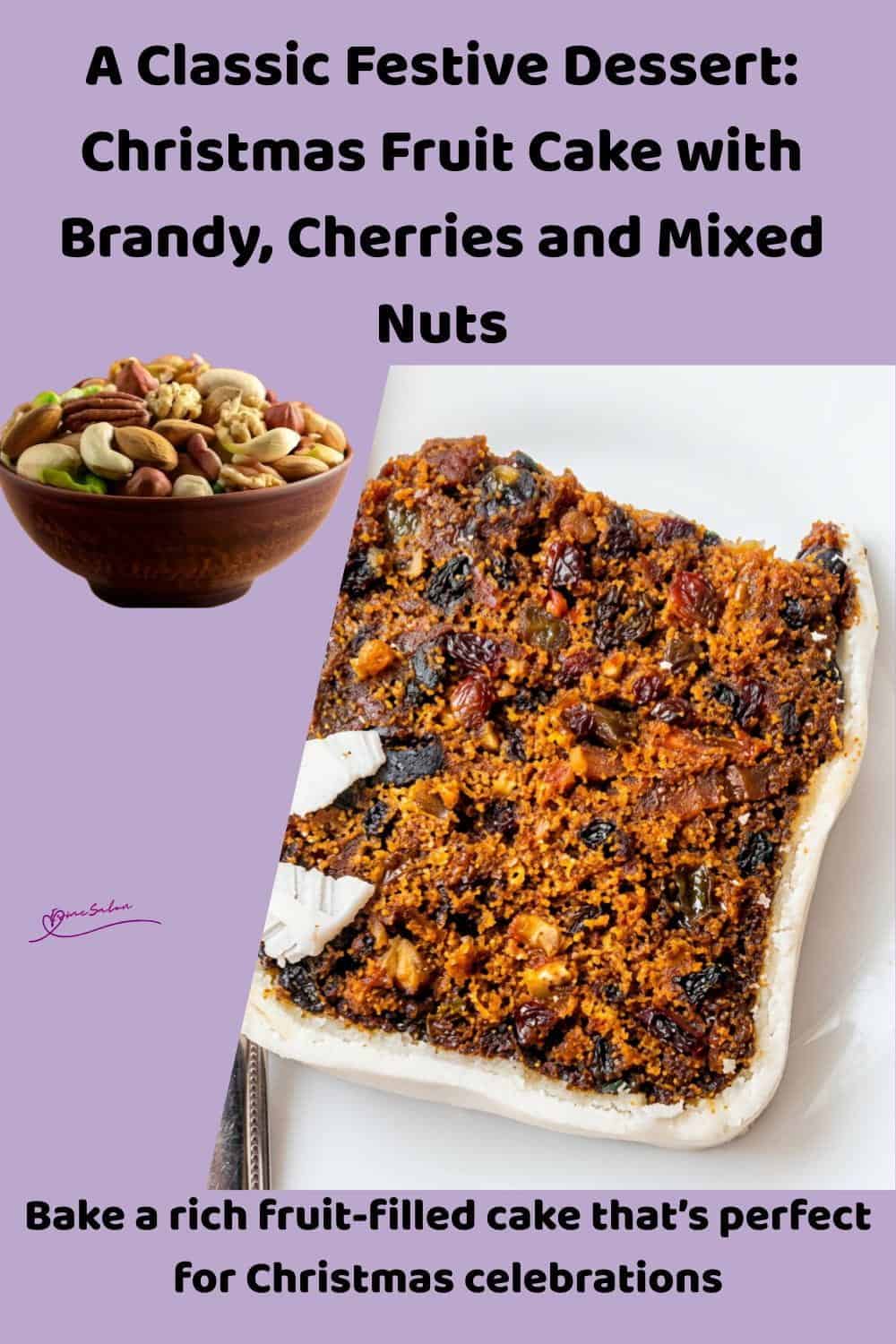 An image of a Marzipan covered Rich Christmas Fruit Cake with Brandy