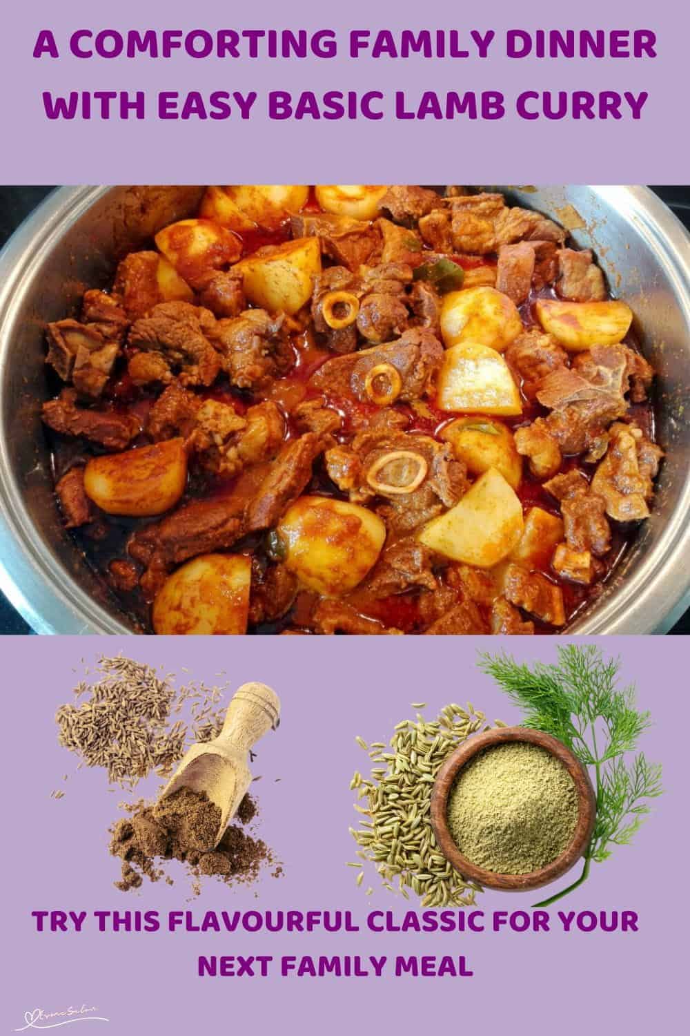 An image of A Lamb Curry with potato in a stainless pot