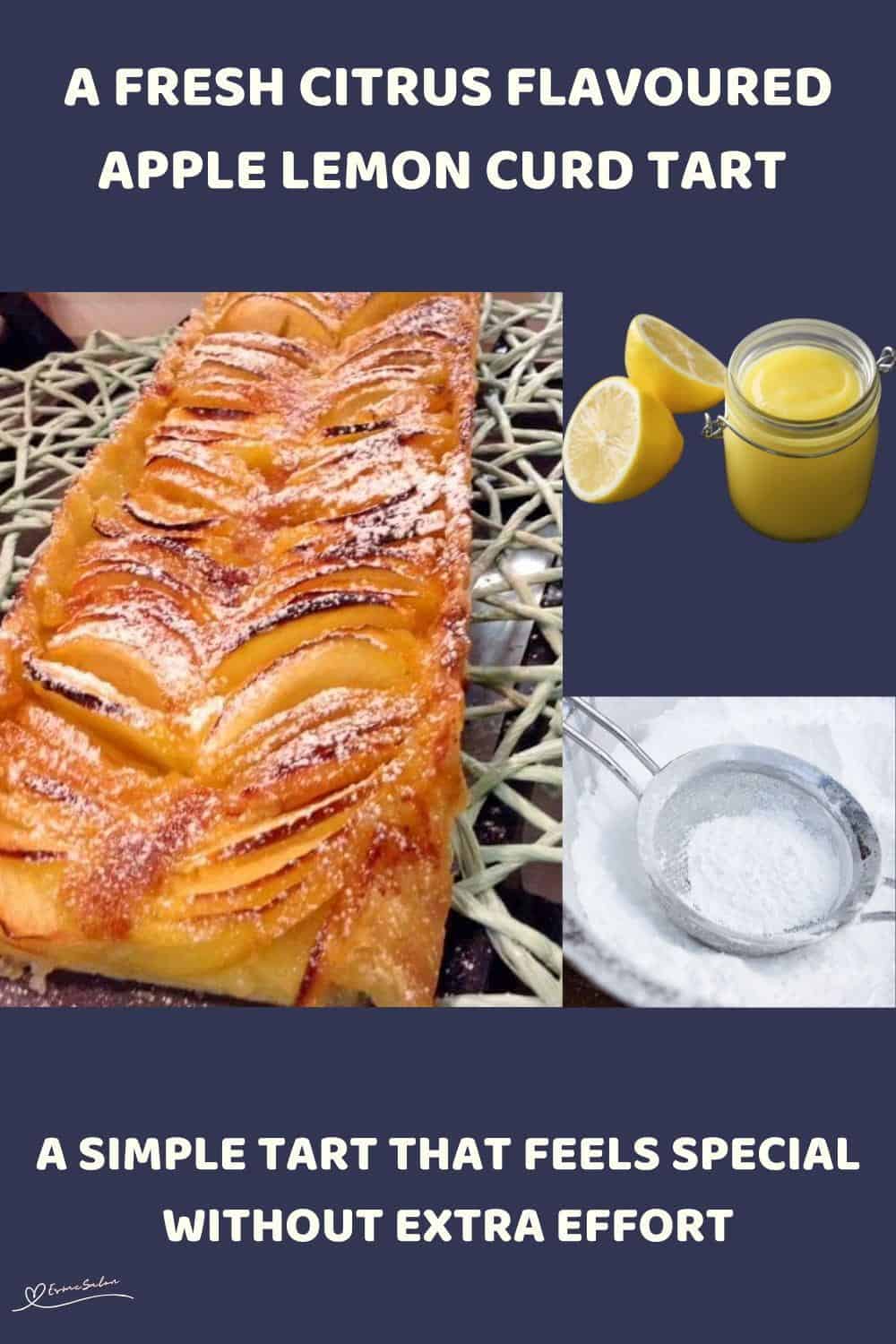 An image of an Apple Lemon Curd Tart made with shortcrust pastry