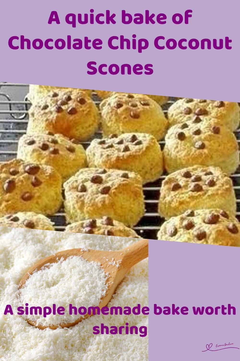 An image of a dozen of Chocolate Chip Coconut Scones on a cooling wire