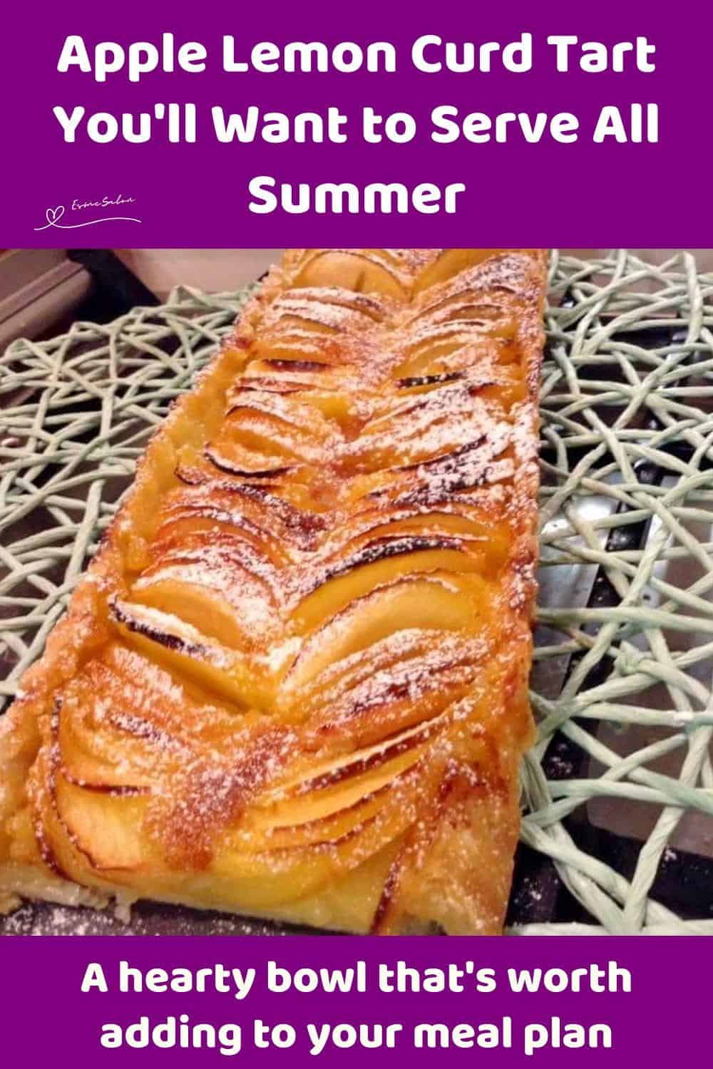 An image of an Apple Lemon Curd Tart made with shortcrust pastry
