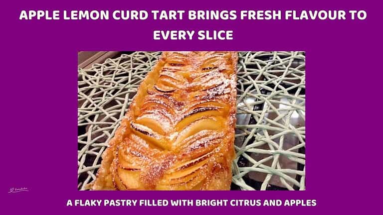 An image of an Apple Lemon Curd Tart made with shortcrust pastry