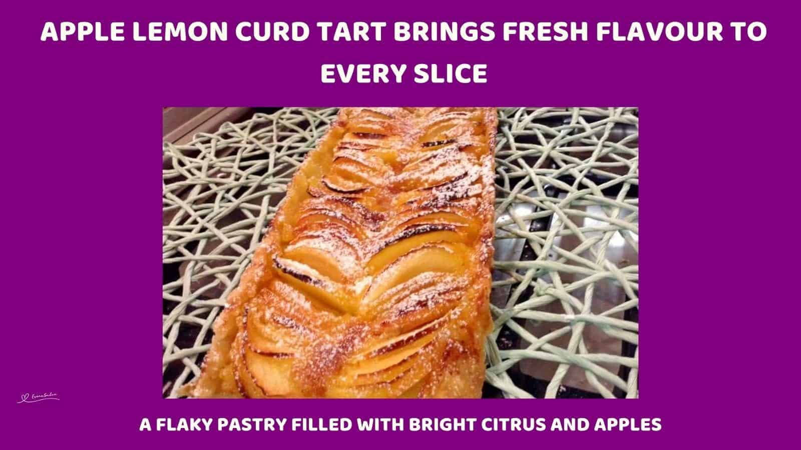 An image of an Apple Lemon Curd Tart made with shortcrust pastry