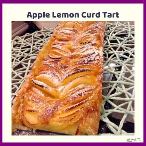 An image of an Apple Lemon Curd Tart made with shortcrust pastry