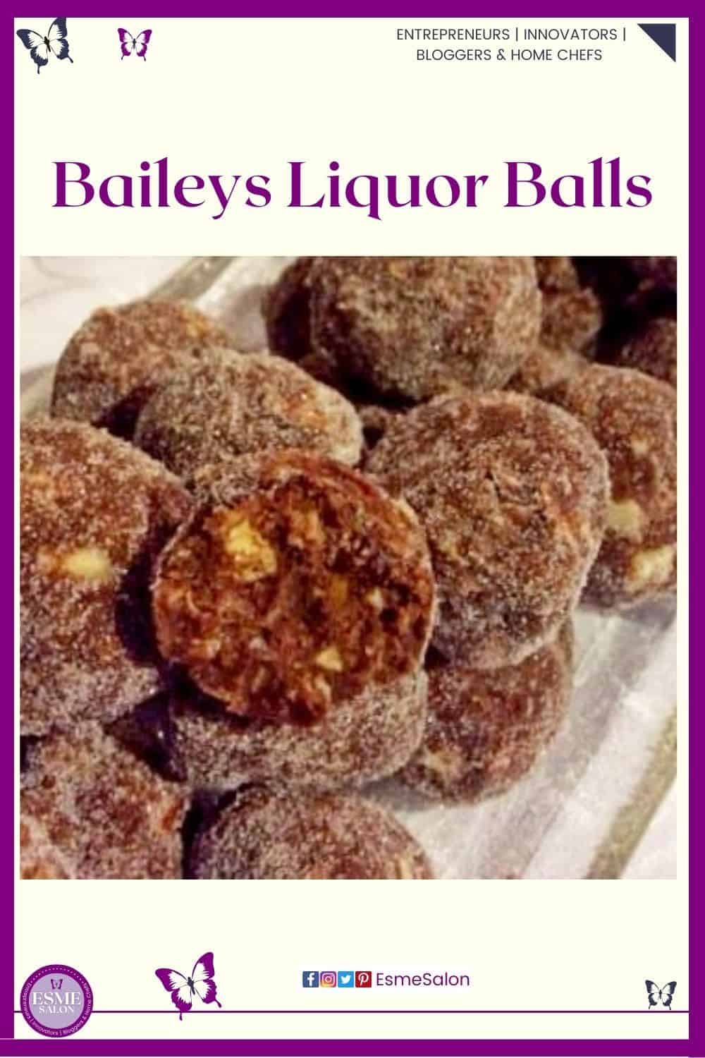 an image of Baileys Liquor Balls on a long glass platter