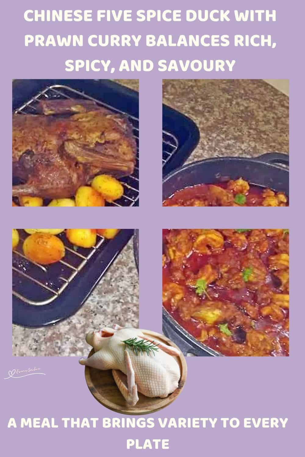 An image of Chinese Five Spice Duck with Prawn Curry and Crispy Potatoes