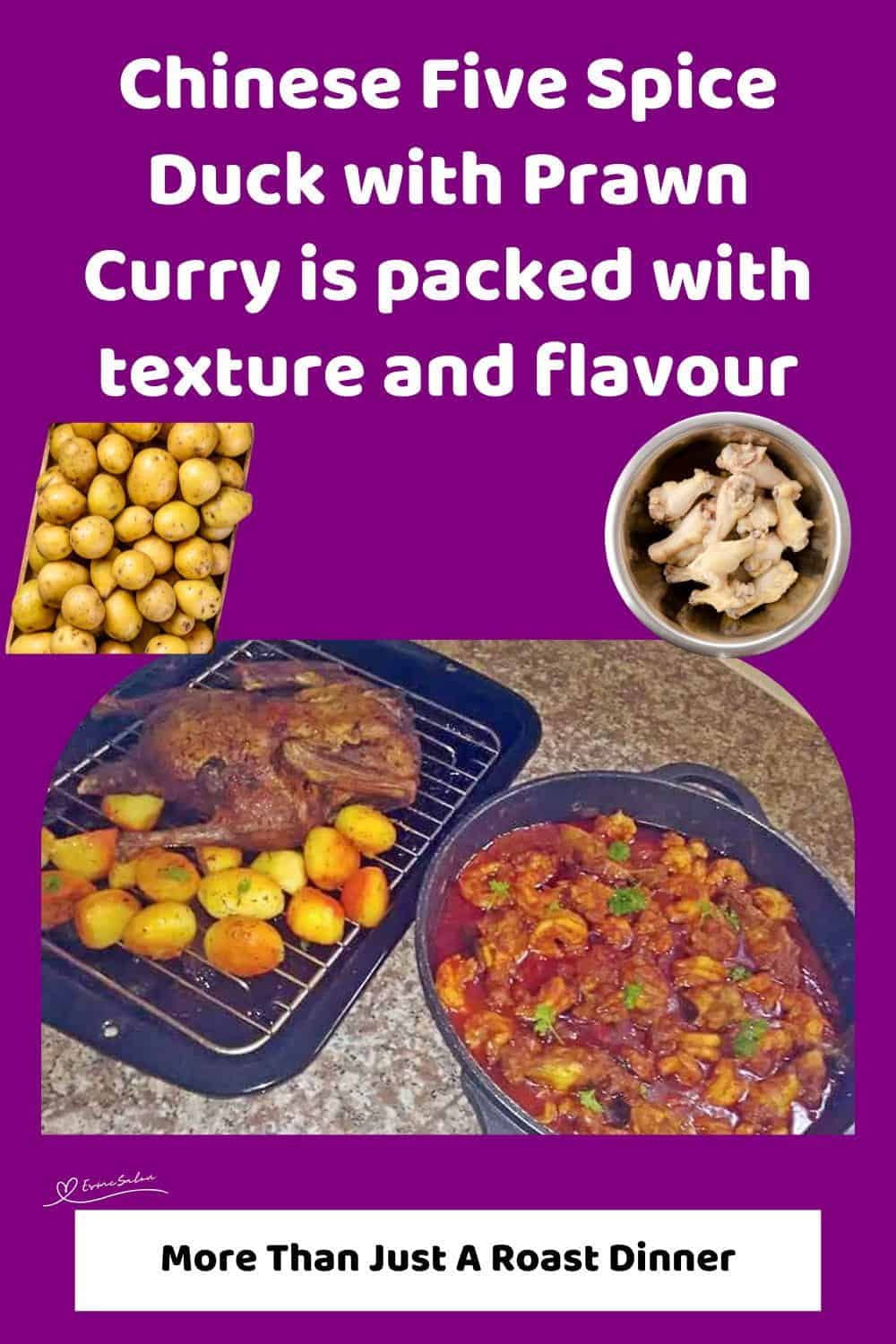 An image of Chinese Five Spice Duck with Prawn Curry and Crispy Potatoes